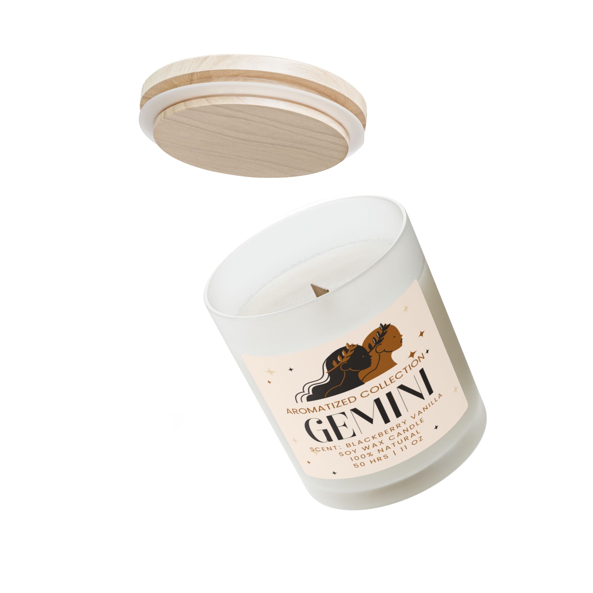 Gemini Blackberry Vanilla Frosted Glass Candle, Aromatherapy Candle,