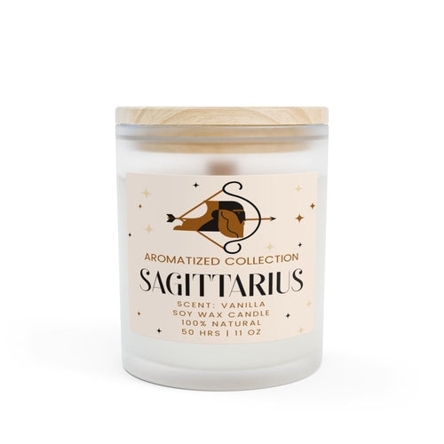 Sagittarius Vanilla Scented Candle, 11oz Frosted Glass || Zodiac