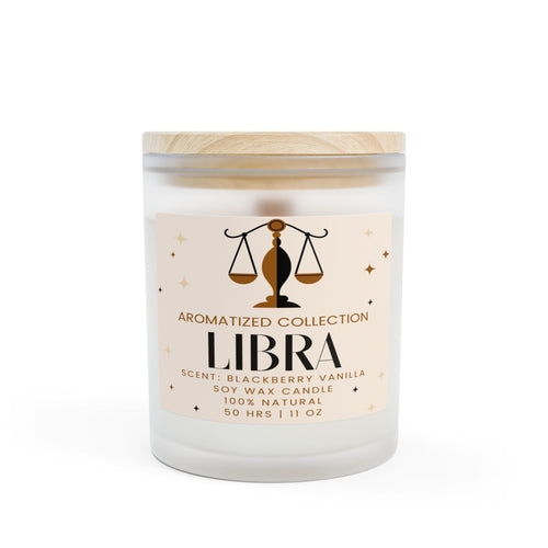 Libra Blackberry Vanilla Aromatherapy Candle, Natural Soy Wax, Home